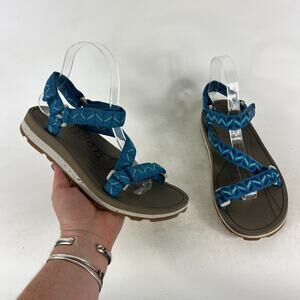 L.L. Bean Maine Isle Four-Point Slingback Women's 7 Blue Adjustable Sandals